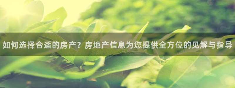 新宝5平台登陆：如何选择合适的房产？房地产信息为您提供全方位