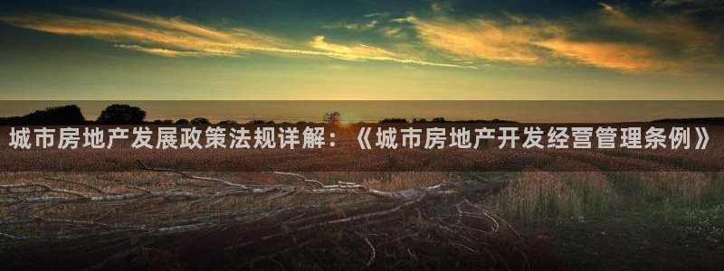 新宝5登录不了：城市房地产发展政策法规详解：《城市房地产开发